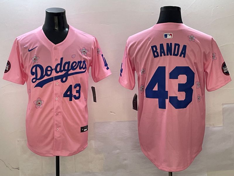 Men Los Angeles Dodgers #43 Banda Pink Sakura Edition 2025 Nike MLB Jersey style 2->los angeles dodgers->MLB Jersey
